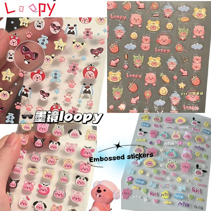 Nail Art Design - Stiker timbul 3D berbentuk loopy, stiker