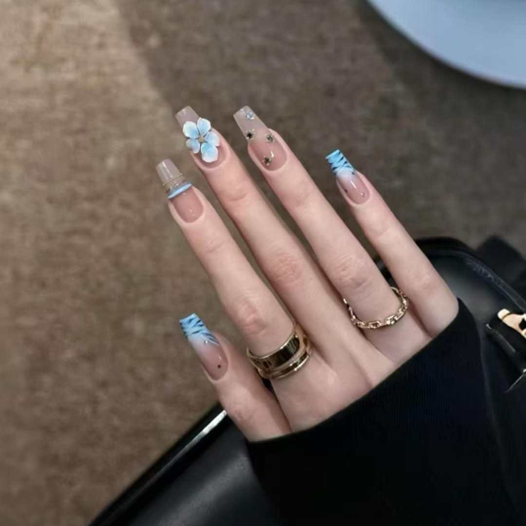 Nail Art Zebra - 10pcs Kuku Palsu Buatan Tangan Motif