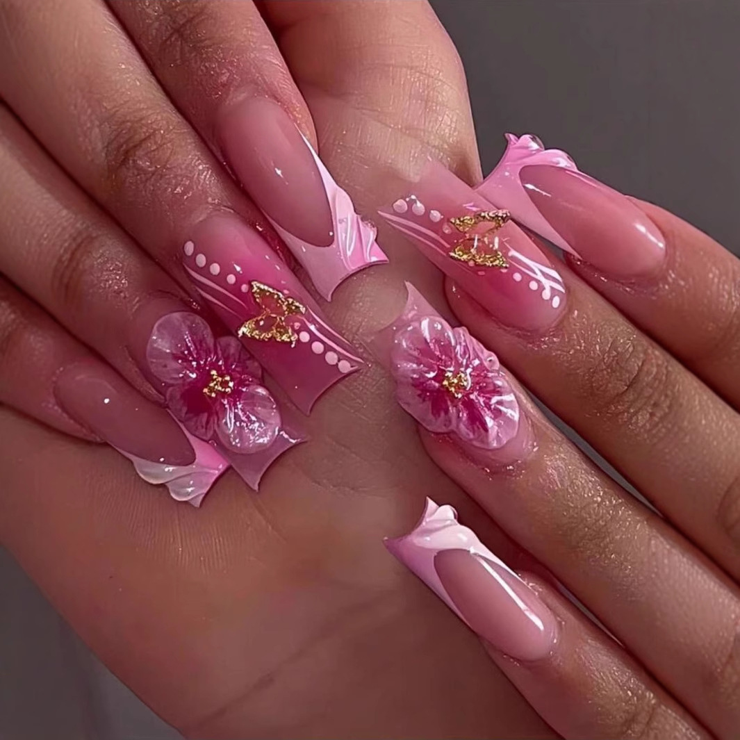 Nail Art Design - 24 Buah Kuku Tekan Persegi Dapat