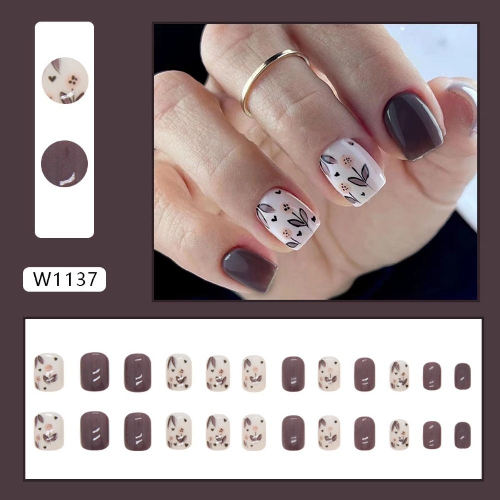 Nail Art Zebra - Kuku Palsu Bulat Pendek Baru Garis