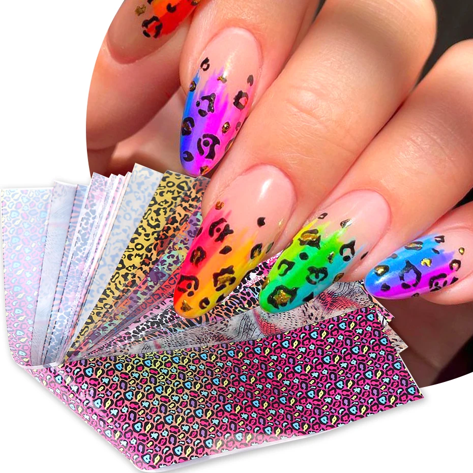 Nail Art Zebra - 10 buah warna-warni macan tutul cetak