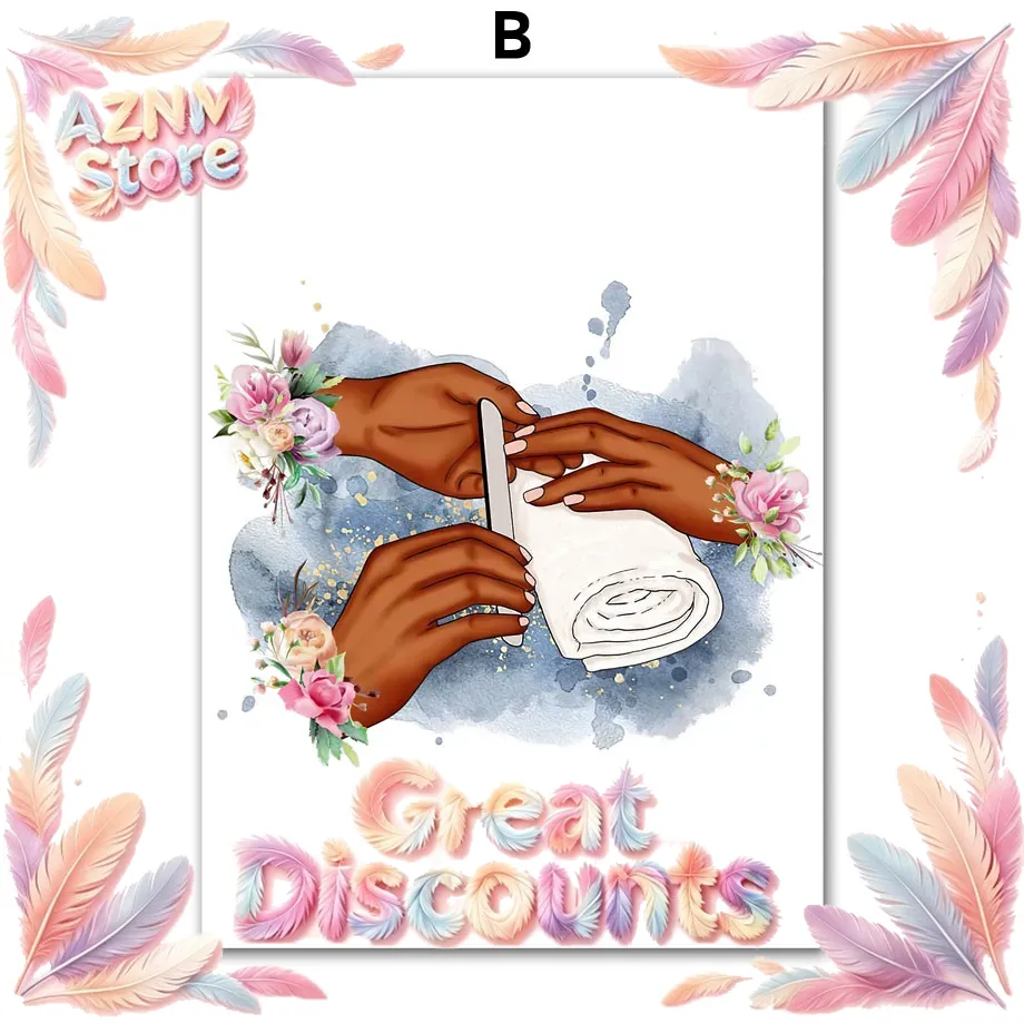 Nail Art Design - Lukisan Kanvas Seni Dinding Bunga Gadis