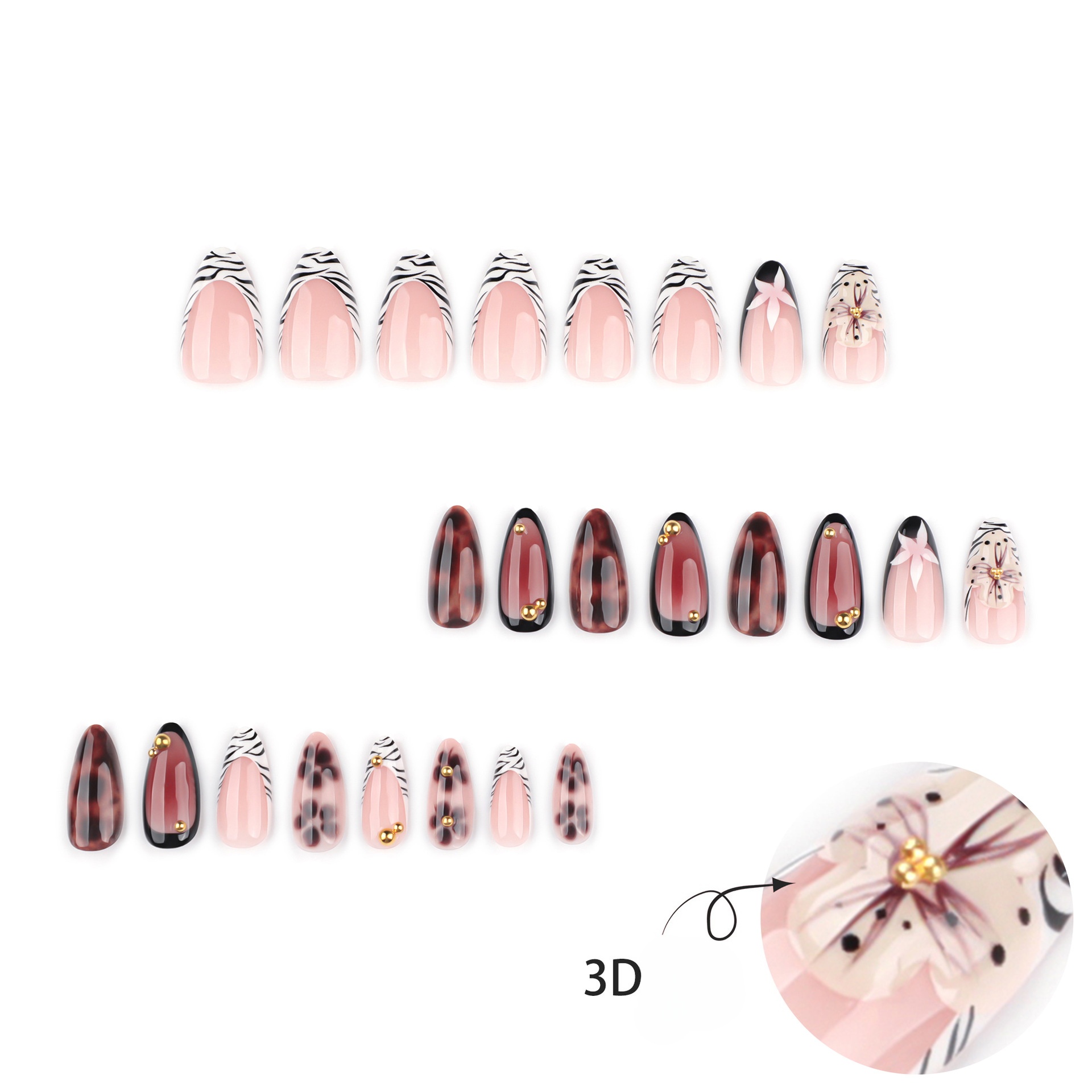 24 Buah Kuku Palsu Motif Zebra - Nail Art Zebra ulasan dan harga
