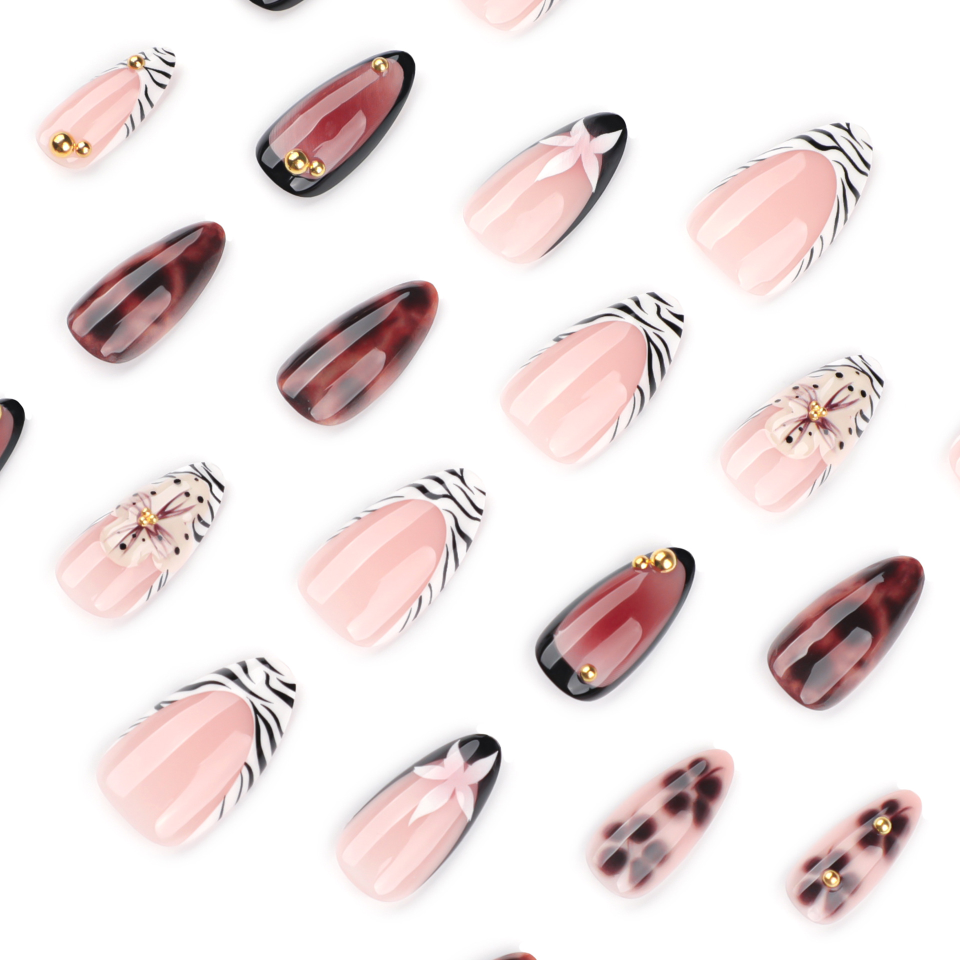 24 Buah Kuku Palsu Motif Zebra - Nail Art Zebra ulasan dan harga