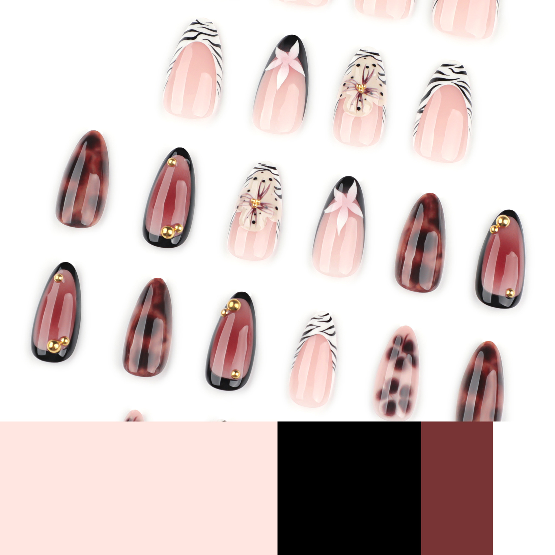 24 Buah Kuku Palsu Motif Zebra - Nail Art Zebra ulasan dan harga