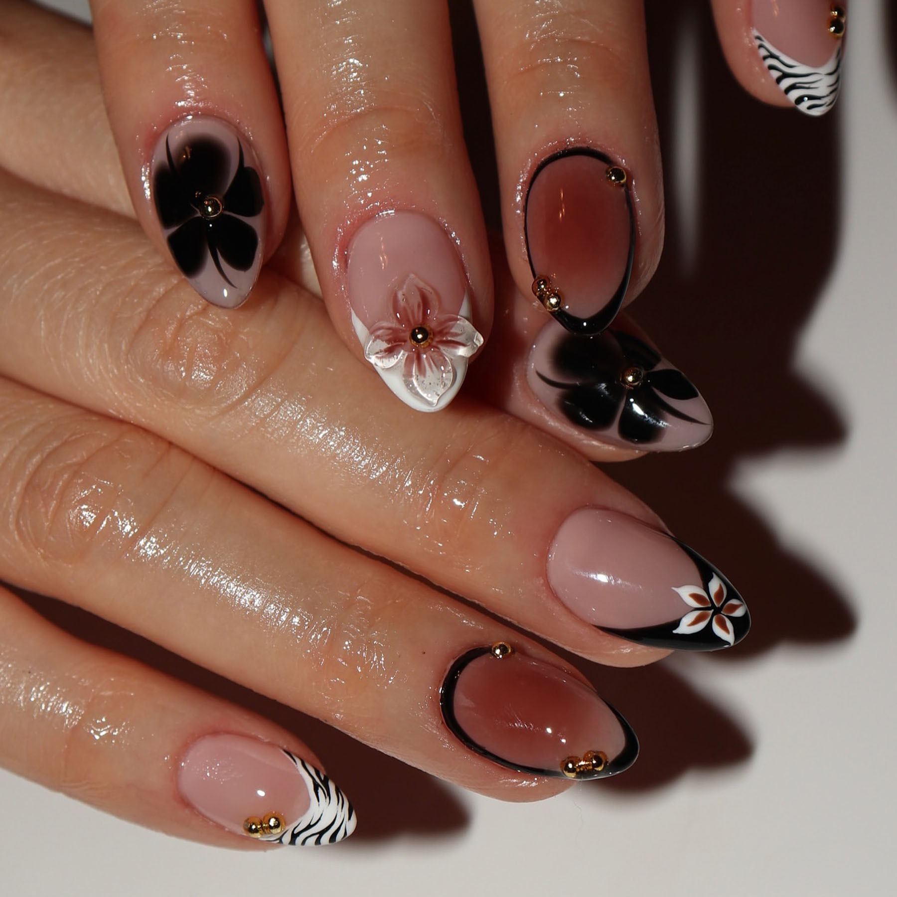 24pcs Kuku Palsu Motif Bunga C - Nail Art Flower ulasan dan harga
