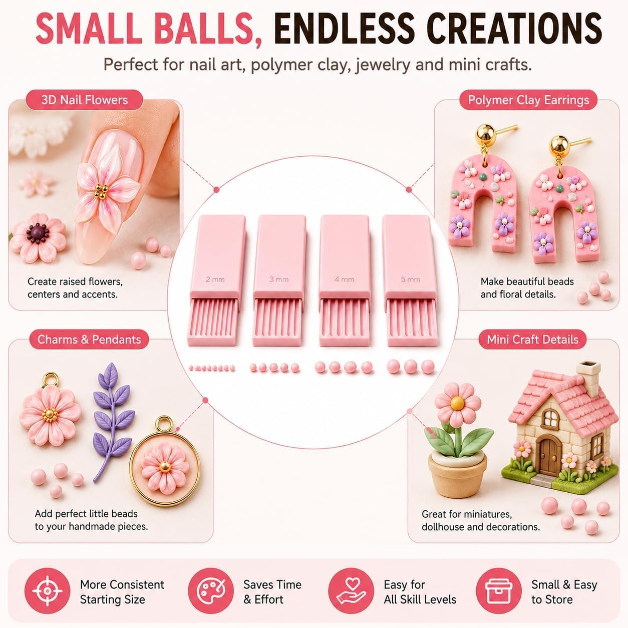 4PCS Alat Pembuat Bola Gel Tan - Nail Art Flower ulasan dan harga