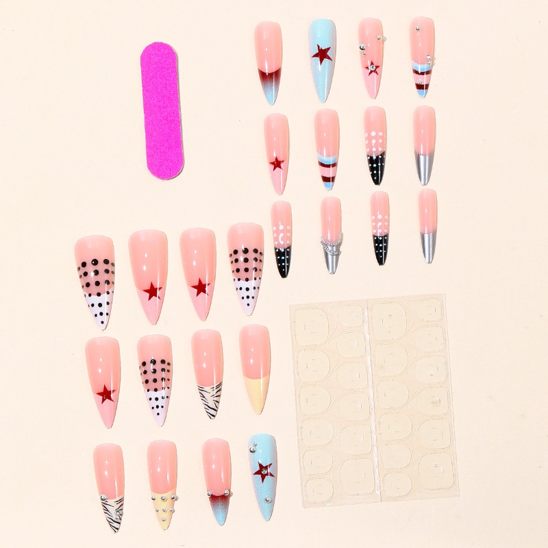 24PCS Kuku Palsu Stiletto Panj - Nail Art Zebra ulasan dan harga