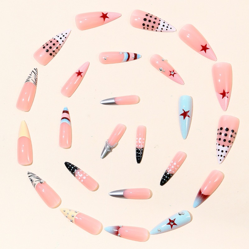 24PCS Kuku Palsu Stiletto Panj - Nail Art Zebra ulasan dan harga