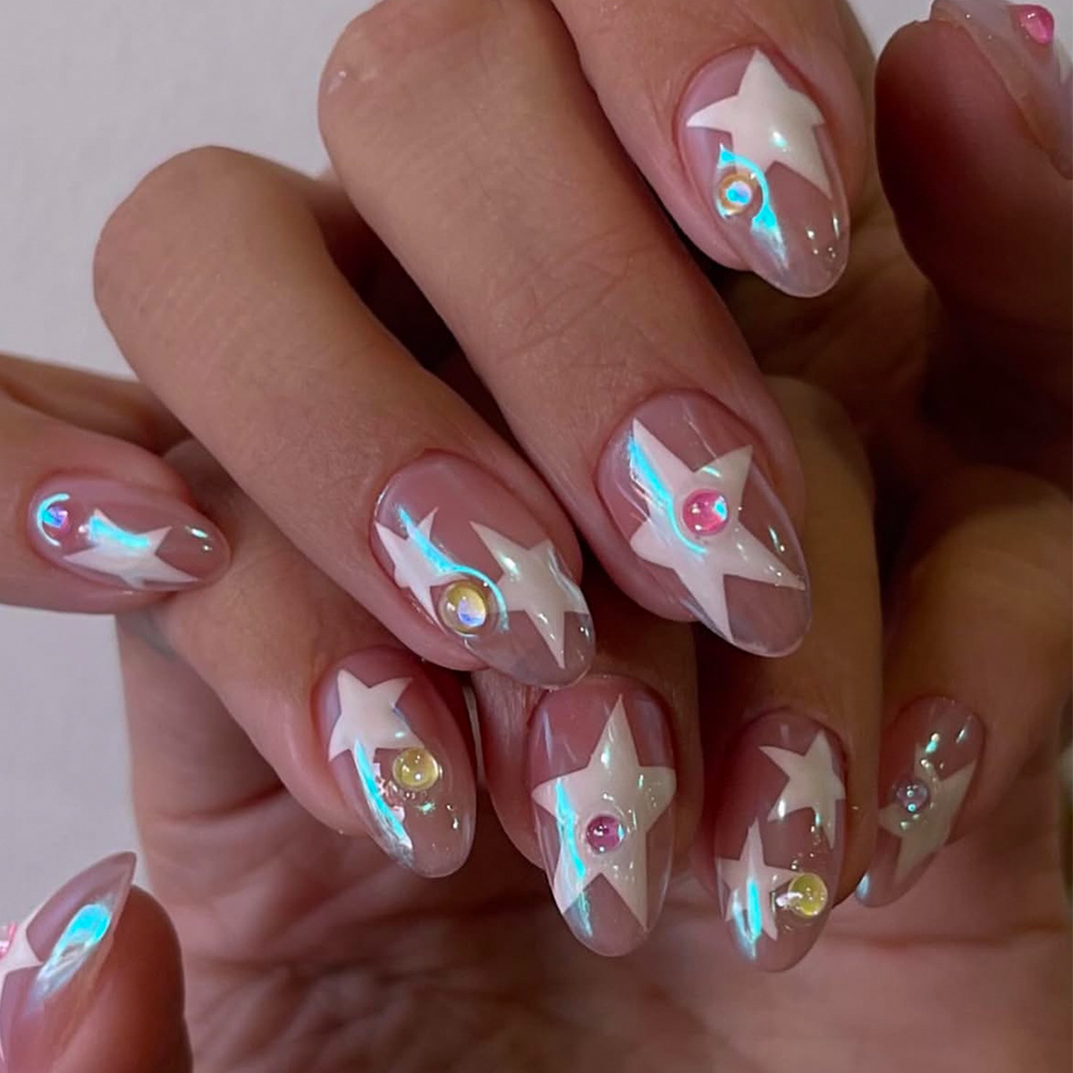 24Pcs Set Kuku Palsu Almond Bi - Nail Art Design ulasan dan harga