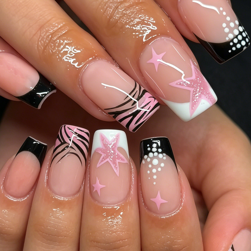 24Pcs Kuku Palsu Tempel Motif  - Nail Art Zebra ulasan dan harga