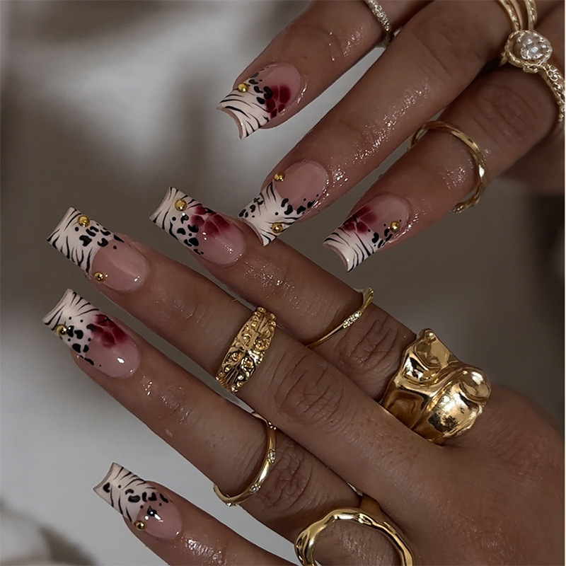 24Pcs Kuku Palsu Tempel Motif  - Nail Art Zebra ulasan dan harga