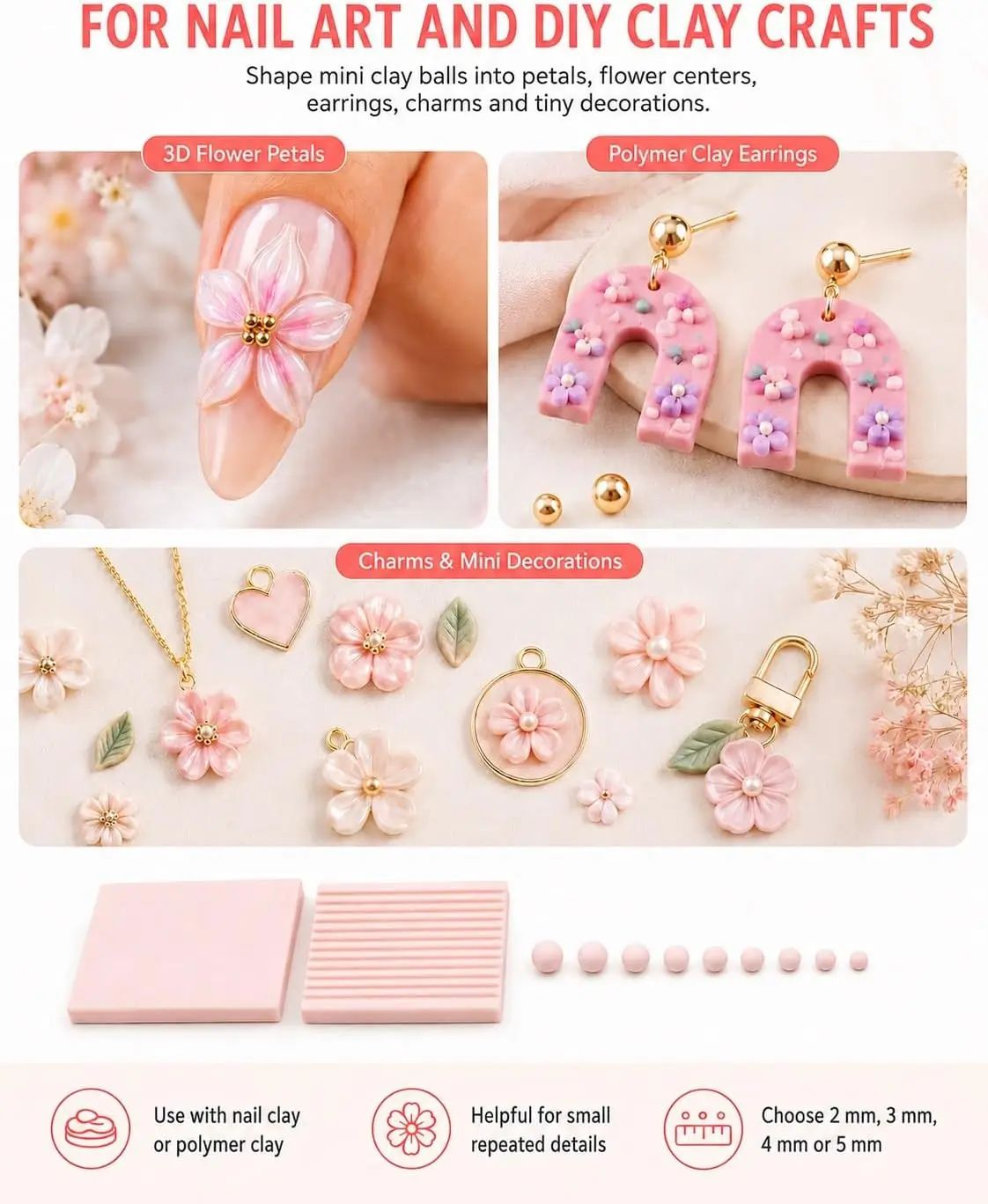 4PCS Alat Pembuat Bola Gel Tan - Nail Art Flower ulasan dan harga
