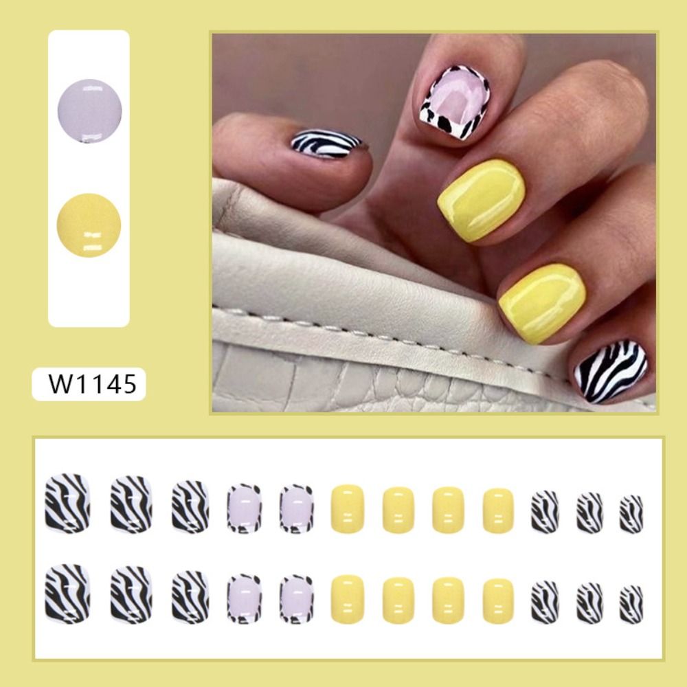 Kuku Palsu Bulat Pendek Baru G - Nail Art Zebra ulasan dan harga