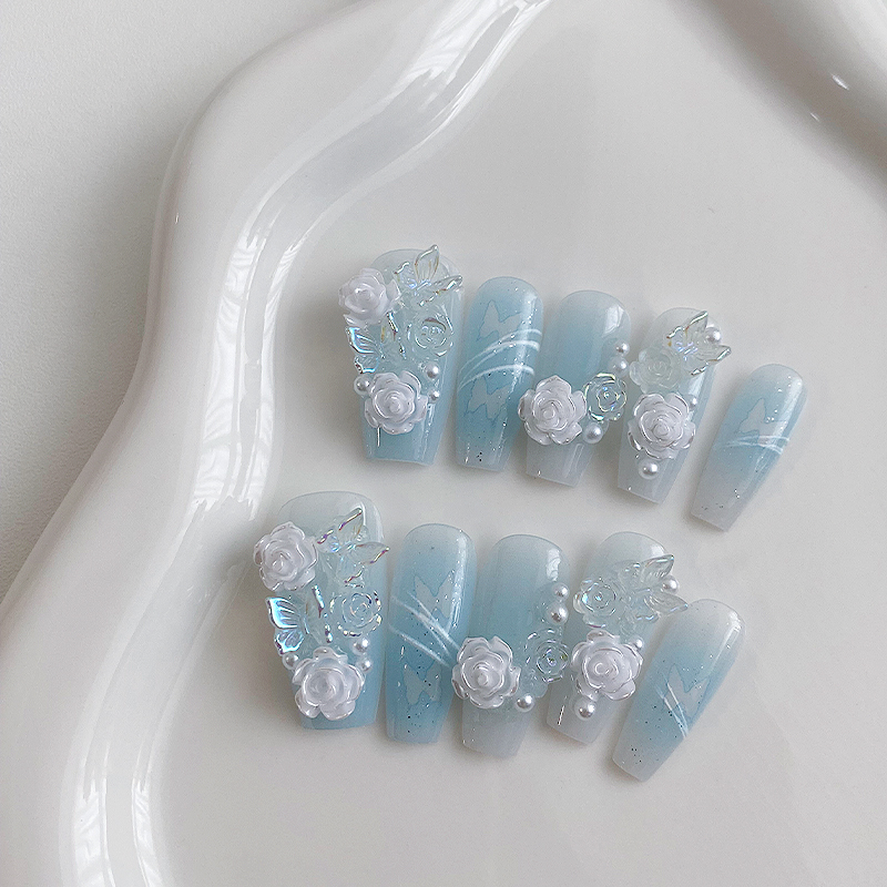 10 Buah Kuku Berbentuk Peti Ma - Nail Art Flower ulasan dan harga