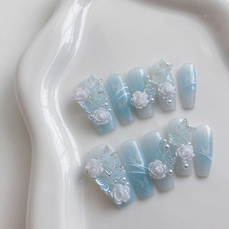 10 Buah Kuku Berbentuk Peti Ma - Nail Art Flower ulasan dan harga