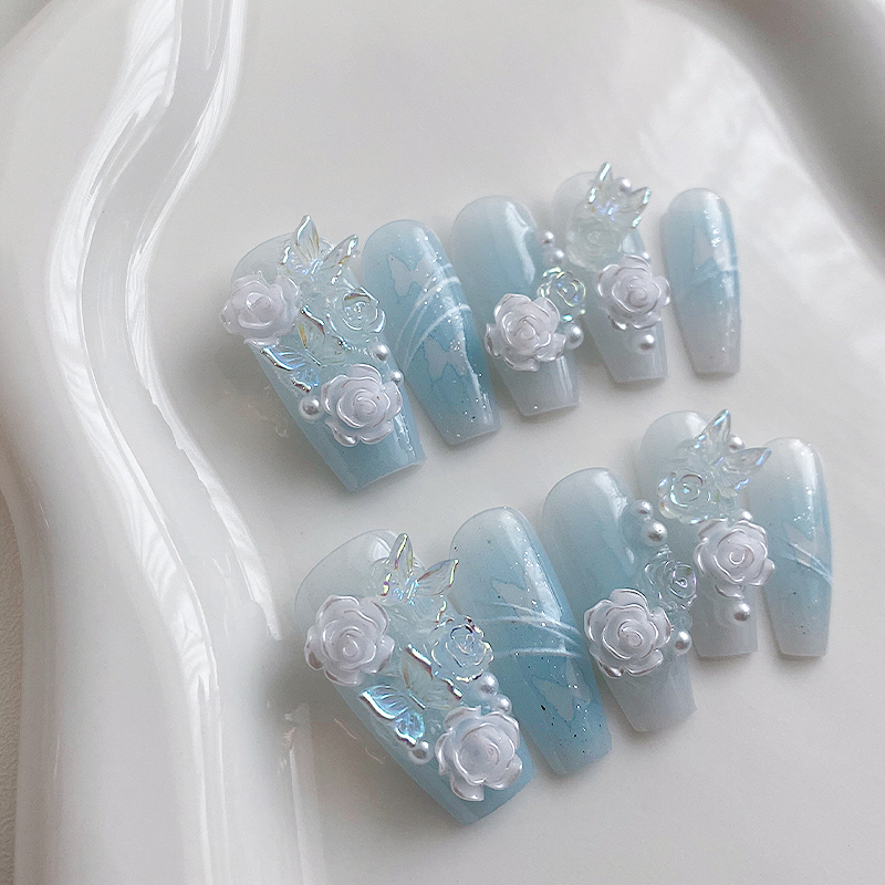 10 Buah Kuku Berbentuk Peti Ma - Nail Art Flower ulasan dan harga