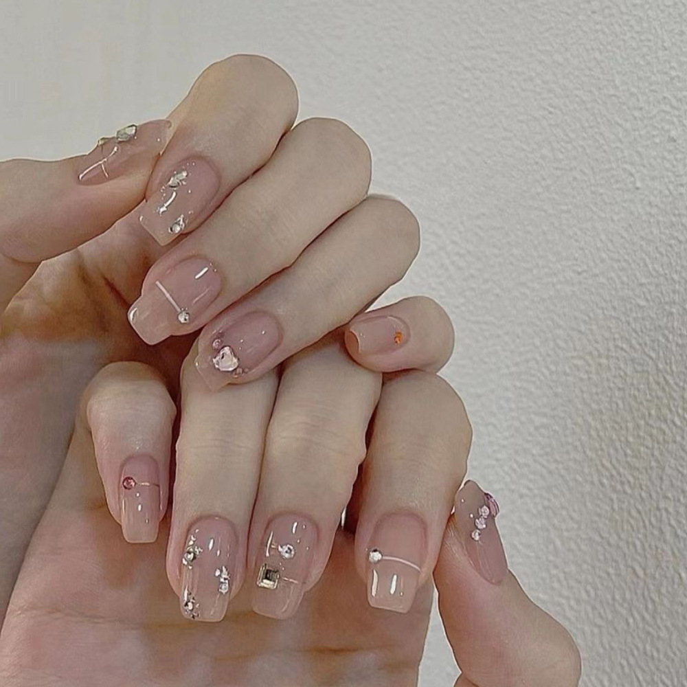 24Pcs Kuku Palsu Cat's Eye Sed - Nail Art Flower ulasan dan harga