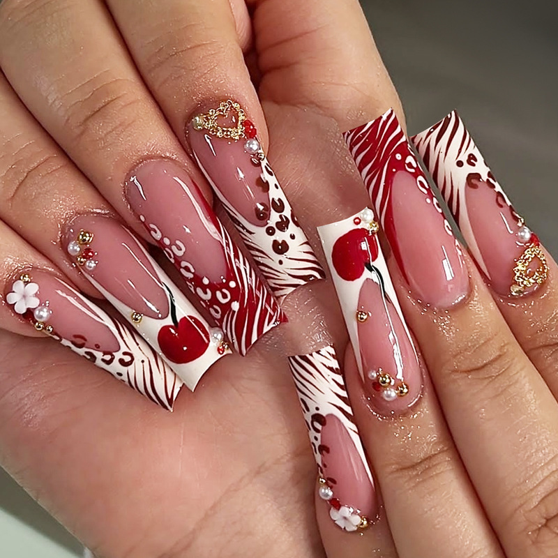 24Pcs Kuku Palsu Bentuk Coffin - Nail Art Zebra ulasan dan harga