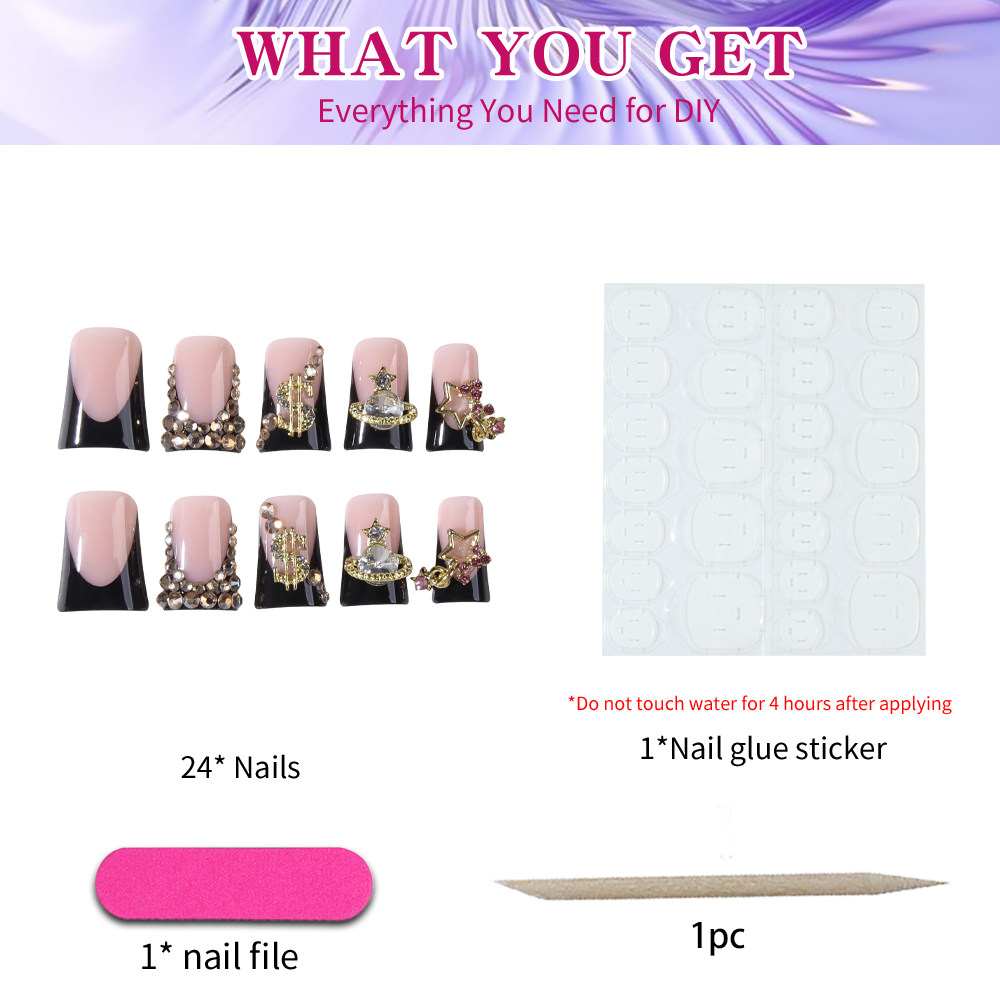24 buah kuku palsu bergaya Y2K - Nail Art Design ulasan dan harga