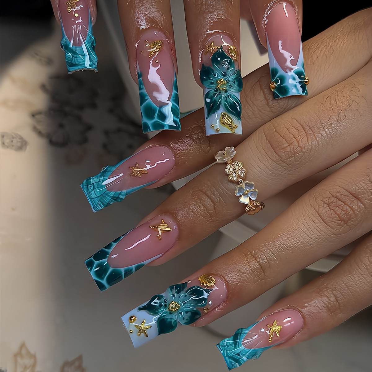 24Pcs Kuku Palsu Gaya Prancis  - Nail Art Zebra ulasan dan harga